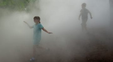 Artist installs sculptures made of fog in Boston parks