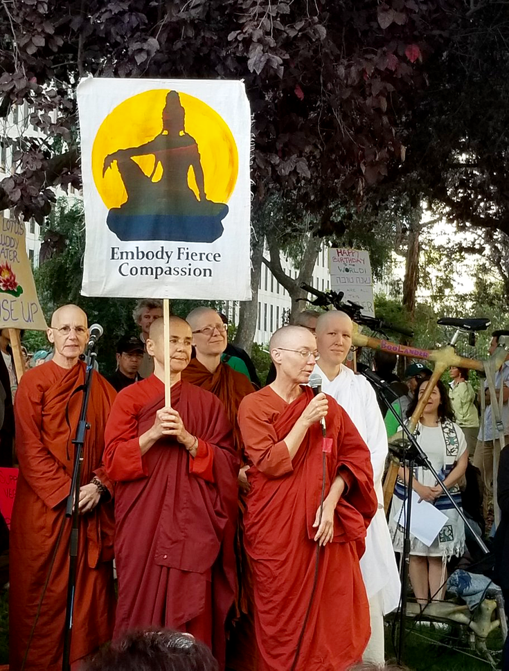 Buddhist nuns protesting.