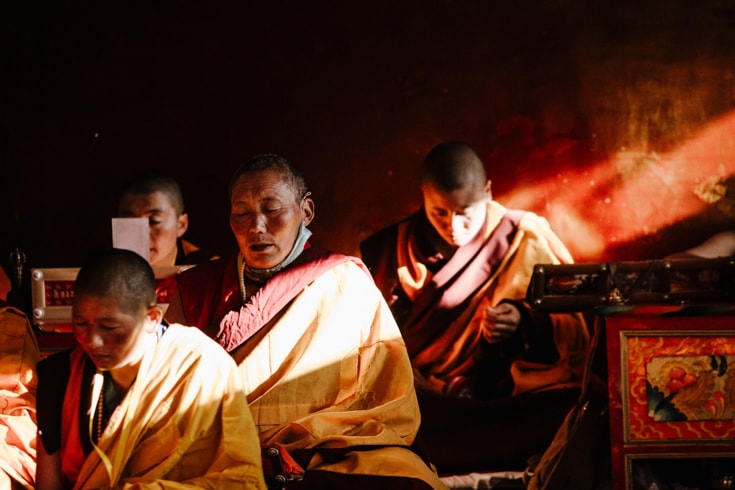 Monks studying.