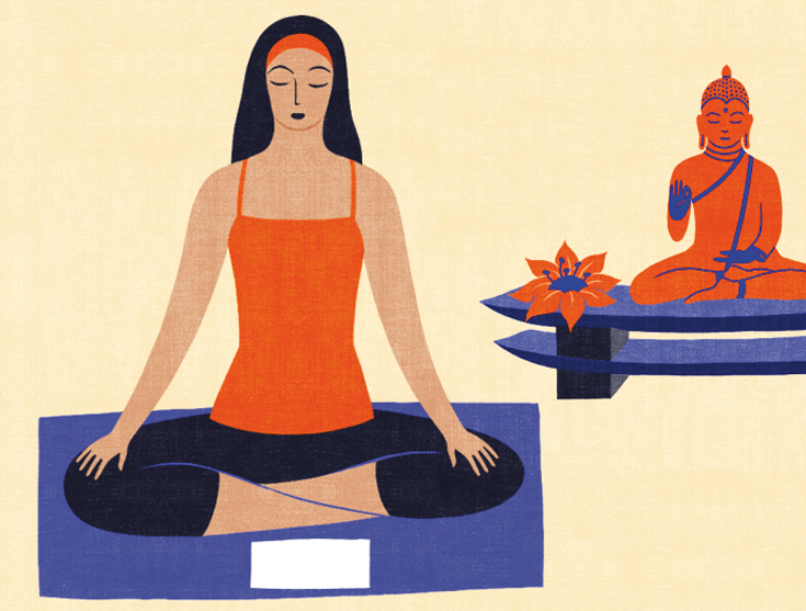 Illustration of woman meditating