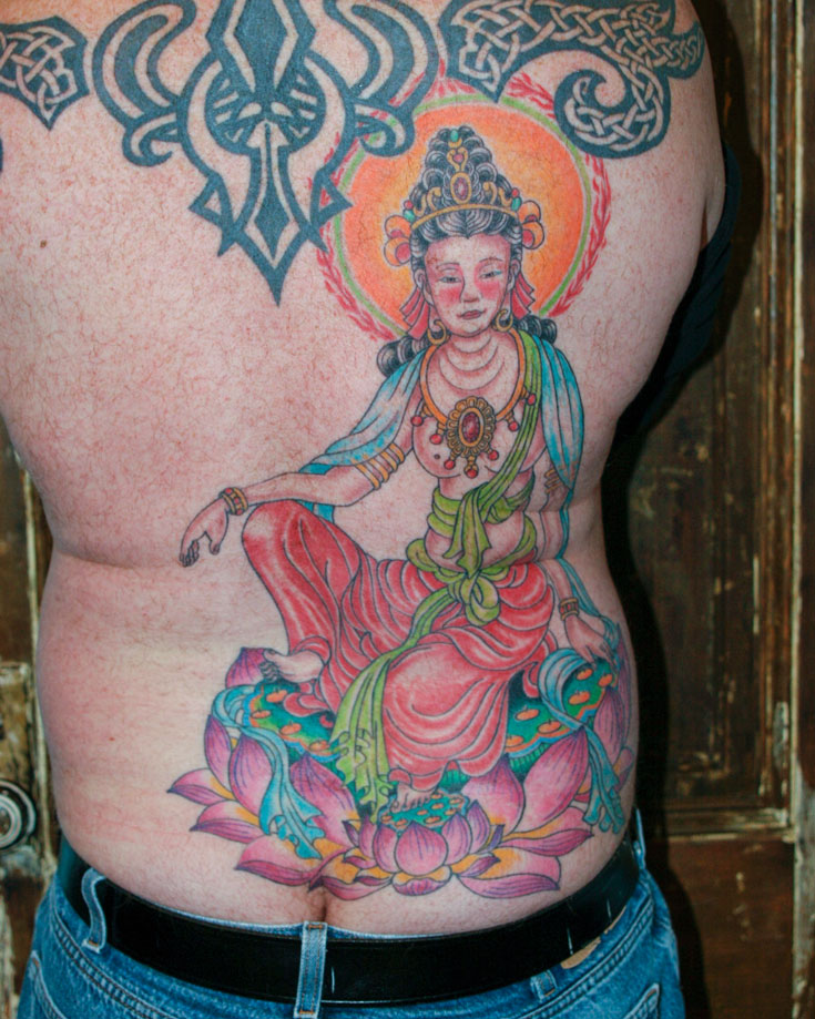 A tattoo of a woman. 