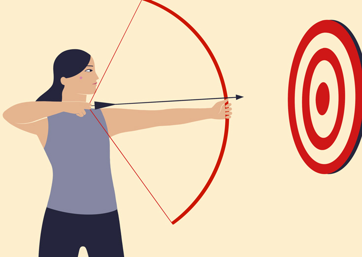 Illustration of woman doing archery