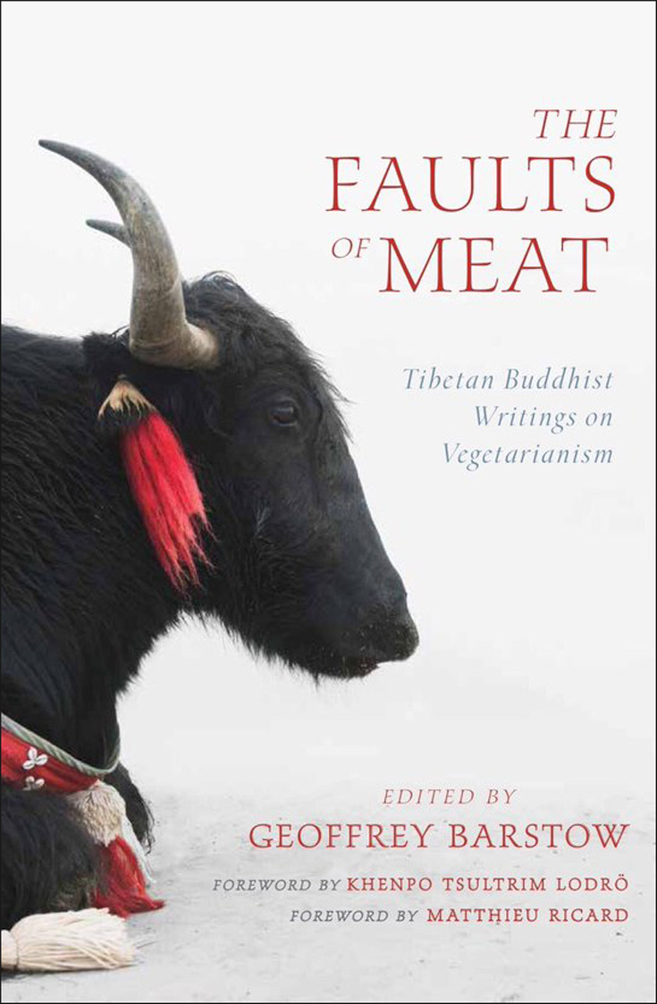 Book cover of The Faults of Meat. There is a cow with horns on the cover.