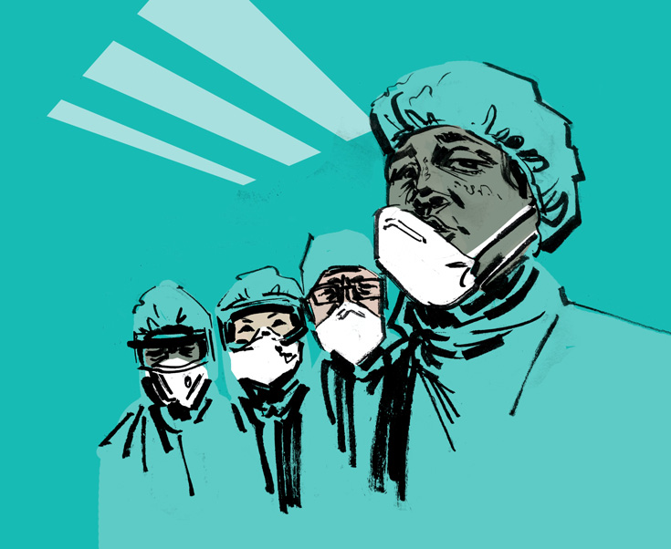 Illustration of first responders wearing PPE
