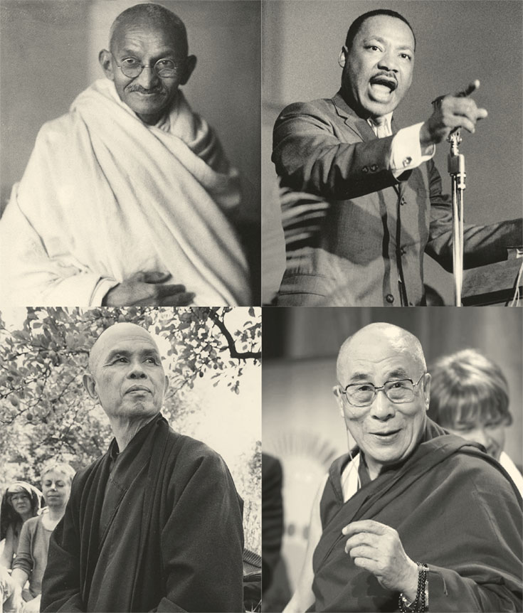 Four black and white photos of men.