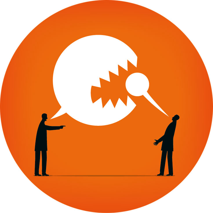 A cartoon drawing of two people arguing.