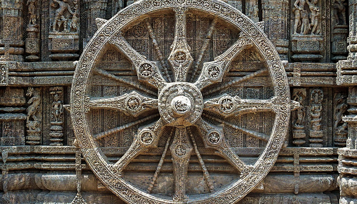 An old fashioned wheel.