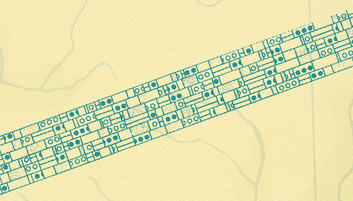 A drawing of a musical score.