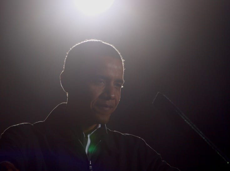 Barack Obama at his final rally before being elected president.