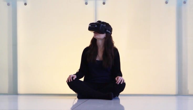 Meditator in virtual reality.