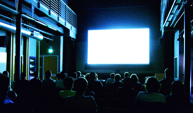 Blank screen at the cinema.