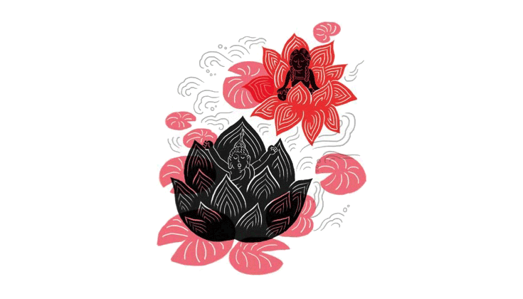 Illustration of a Buddha in a lotus.