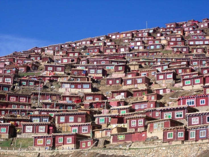 Monastic Residences Lining One of the Hillsides at Larung Gar.