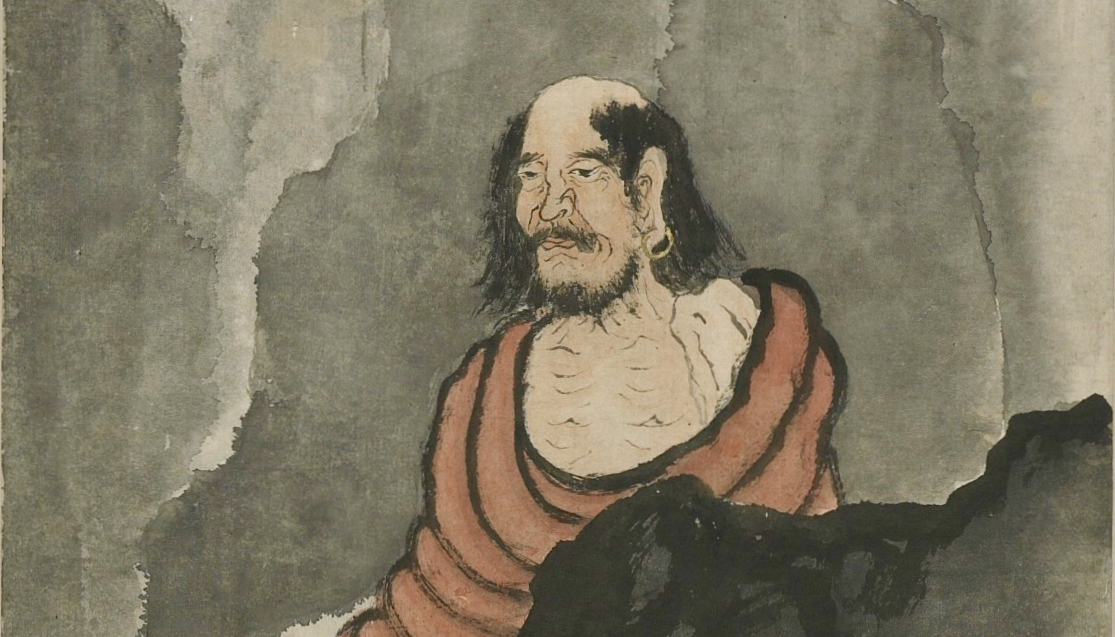 Bodhidharma meditating in a cave.