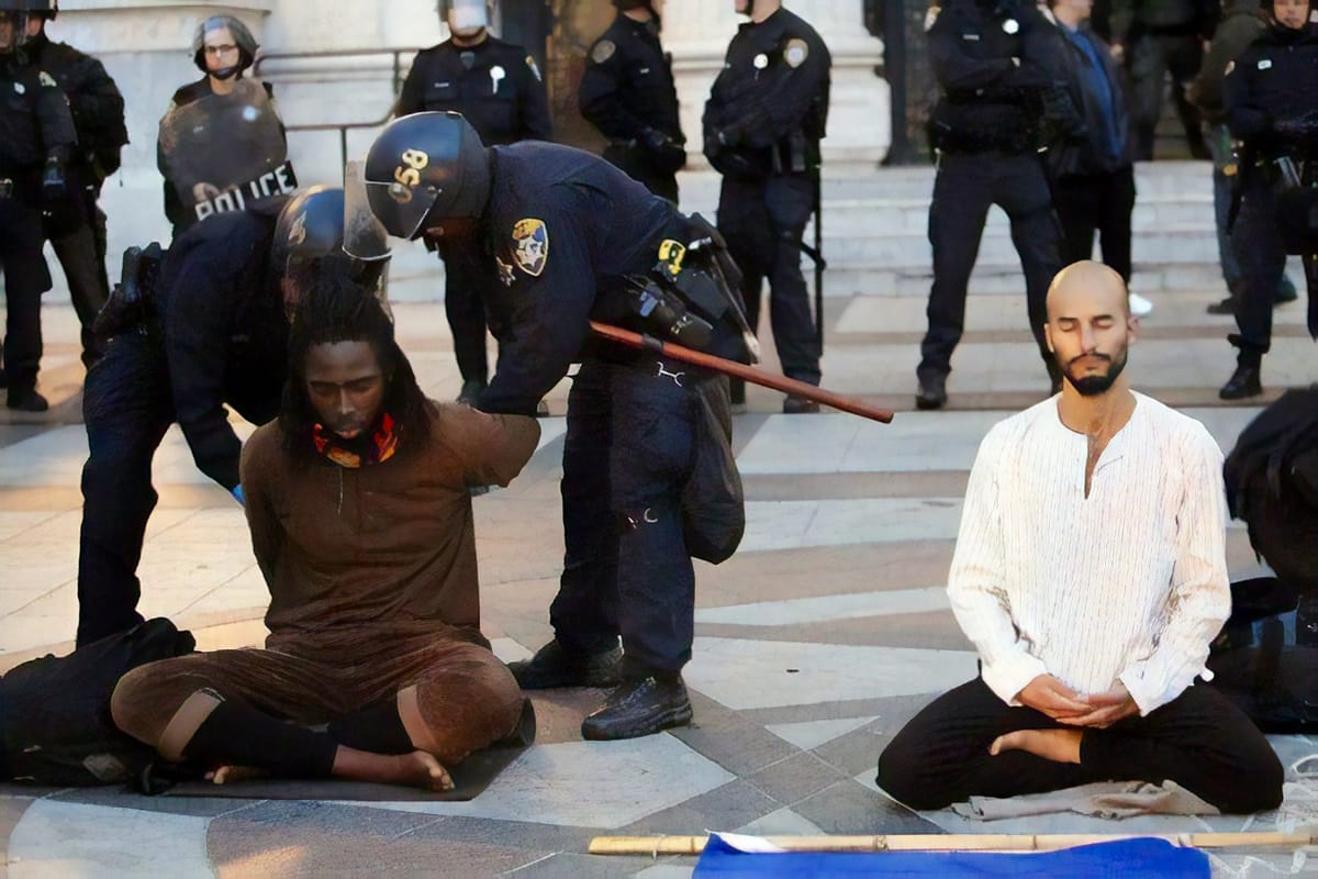 Meditators getting arrested.