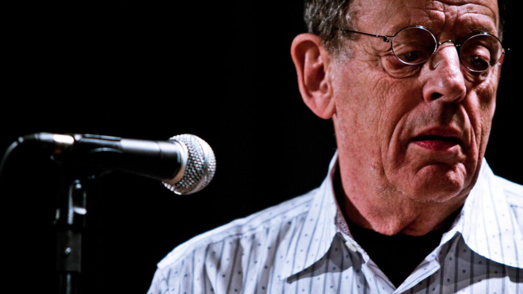 Philip glass with microphone