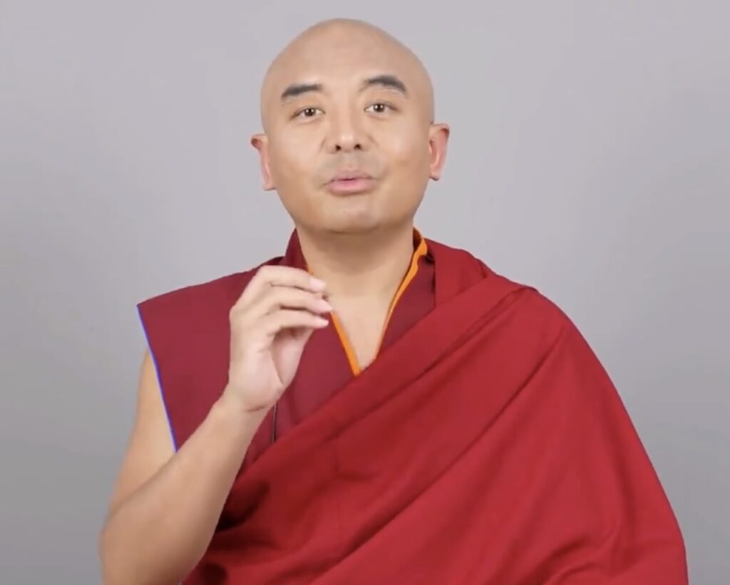 Yongey Mingyur Rinpoche is seen giving a talk on Buddhist practice